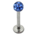 Smooth Glitzy Ball Labrets 1.6mm gauge 5mm Ball 1.6mm, 6mm, 5mm ball, Sapphire Blue - alternative image