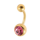 22ct Gold Plated Steel (PVD) Jewelled Belly Bars - SKU 1575