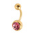 22ct Gold Plated Steel (PVD) Jewelled Belly Bars - SKU 1575