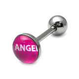 Steel Logo Tongue Bars (8mm Disk) 1.6mm, 14mm, Angel