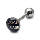 Steel Logo Tongue Bars (8mm Disk) 1.6mm, 14mm, Cock Tease