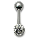 Smooth Glitzy Ball Barbell Single Ended with 5mm balls 1.6mm, 16mm, 5mm, Crystal Clear