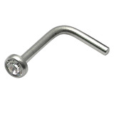 Steel L Shaped Jewelled Nose Stud 0.8mm, Crystal Clear