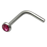 Steel L Shaped Jewelled Nose Stud - SKU 15926