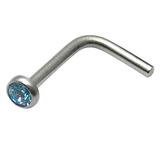 Steel L Shaped Jewelled Nose Stud - SKU 15928