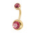 22ct Gold Plated Steel (PVD) Double Jewelled Belly Bars - SKU 1601