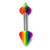 Acrylic Rainbow Micro Barbell 1.2mm 1.2mm Gauge, 8mm Length / 3mm cones - alternative image