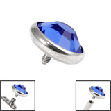 Titanium Jewelled Disk for Internal Thread shafts in 1.6mm (1.2mm). Also fits Dermal Anchor 3mm, Sapphire Blue