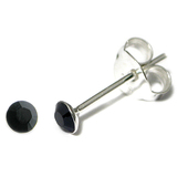 Silver Crystal Studs ST1 - ST2 - ST3 ST3, 2.5mm, 1 Pair Jet Black