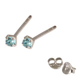 Silver Crystal Studs ST11 - ST12 - ST13 - Claw Set Light Blue / ST11. Claw set. 1.5mm jewel