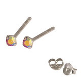 Silver Crystal Studs ST11 - ST12 - ST13 - Claw Set Rose AB / ST11. Claw set. 1.5mm jewel