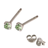 Silver Crystal Studs ST11 - ST12 - ST13 - Claw Set Light Green / ST12. Claw set. 2.0mm jewel