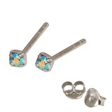 Silver Crystal Studs ST11 - ST12 - ST13 - Claw Set Aqua AB / ST12. Claw set. 2.0mm jewel
