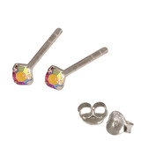 Silver Crystal Studs ST11 - ST12 - ST13 - Claw Set Rose AB / ST12. Claw set. 2.0mm jewel