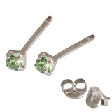 Silver Crystal Studs ST11 - ST12 - ST13 - Claw Set Light Green / ST13. Claw set. 2.5mm jewel