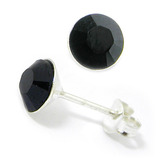Silver Crystal Studs ST8 - ST9 - ST10 6mm Jet Black (ST9)