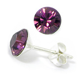 Silver Crystal Studs ST8 - ST9 - ST10 6mm Purple (ST9)