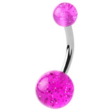 Acrylic Glitter Belly Bars 12mm, Purple