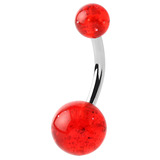 Acrylic Glitter Belly Bars 10mm, Red (most popular length)