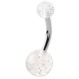 Acrylic Glitter Belly Bars 10mm, Clear (most popular length)