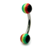Acrylic Rasta Belly Bar (banana) 1.6mm, 10mm, 6mm
