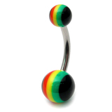 Acrylic Rasta Belly Bar (banana) 1.6mm, 8mm, 5mm and 8mm