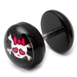 Acrylic Logo Fake Plug 1.2mm, 5mm, 8mm, Moggy Black Logo