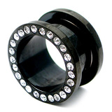 Acrylic Jewelled Flesh Tunnel 18mm, Black