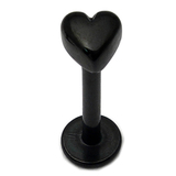 Black Steel Labret with Black Steel Heart Heart, 1.2mm, 6mm