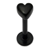 Black Steel Labret with Black Steel Heart - SKU 16339