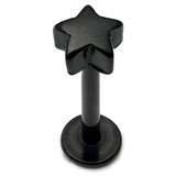 Black Steel Labret with Black Steel Star Star, 1.2mm, 12mm