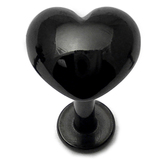 Black Steel Labret with Black Steel Heart - SKU 16355