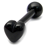 Black Steel Micro Barbell with Black Steel Heart 1.2mm Heart, 1.2mm, 10mm