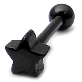 Black Steel Micro Barbell with Black Steel Star 1.2mm Star, 1.2mm, 8mm