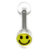 Acrylic Smiley Tongue Barbell 1.6mm, 16mm, 6mm, Clear