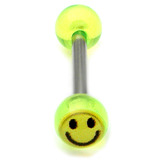 Acrylic Smiley Tongue Barbell 1.6mm, 16mm, 6mm, Green
