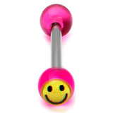 Acrylic Smiley Tongue Barbell 1.6mm, 16mm, 6mm, Purple