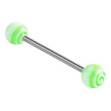 Acrylic Lollipop Barbell 1.6mm 10mm / 6mm / Green (one bar only)