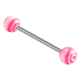 Acrylic Lollipop Barbell 1.6mm 16mm / 6mm / Pink (one bar only)