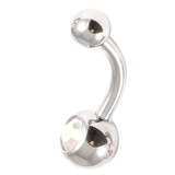 Steel Baby Jewelled Belly Bars - 10mm Crystal AB