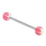 Acrylic Glitter Star Barbell 1.6mm 10mm / 5mm / Pink (one bar only)