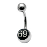 Steel Logo Belly Bars - Words Sixty Nine