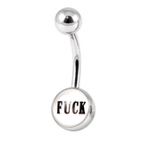 Steel Logo Belly Bars - Words F*ck (on white)