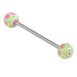 Acrylic Spider Web Barbell 1.6mm 10mm / 5mm / Pink-Green (one bar only)