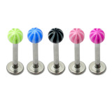 Acrylic Twister Labrets 1.2mm 1.2mm, 8mm, 3mm, Pack of all 5 shown / Mixed pack of 5 as shown