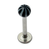 Acrylic Twister Labrets 1.2mm 1.2mm, 12mm, 3mm, Black / Black