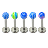 Multipacks - Acrylic Mixed Labrets 1.2mm 1.2mm x 8mm (most popular) / Mixed Blue pack of 5 as shown
