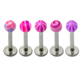 Multipacks - Acrylic Mixed Labrets 1.2mm 1.2mm x 10mm / Mixed Purple pack of 5 as shown