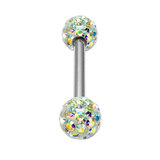 Smooth Glitzy Ball Micro Bar Double Ended with 3mm Balls in 1.2mm Gauge - SKU 18110