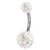 Belly Bar - Steel with Smooth Glitzy Ball (8mm and 5mm balls) - SKU 18131